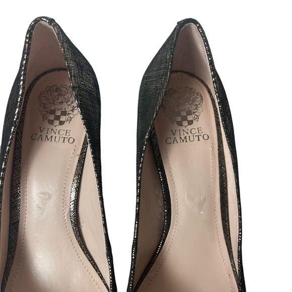 Vince Camuto Zella Silver Two Tone Metallic Platform Leather Pump 9.5 - Picture 4 of 10